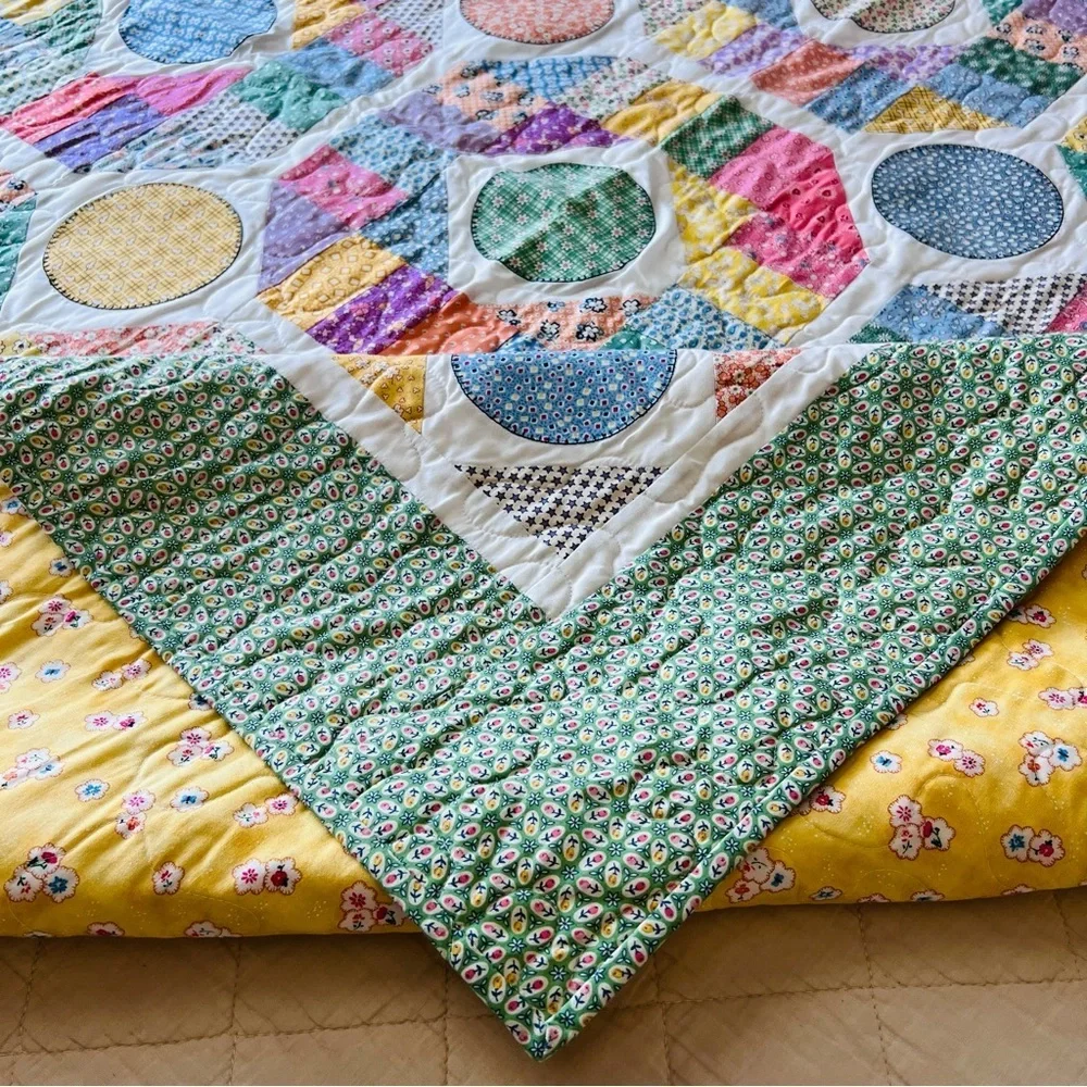 Dot to Dot Handmade Quilt – 58”x58” – 1930s Reproduction Prints